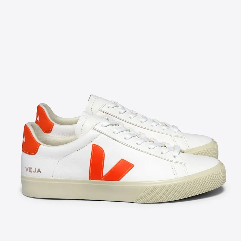 Veja Campo Leather White Orange Fluo
