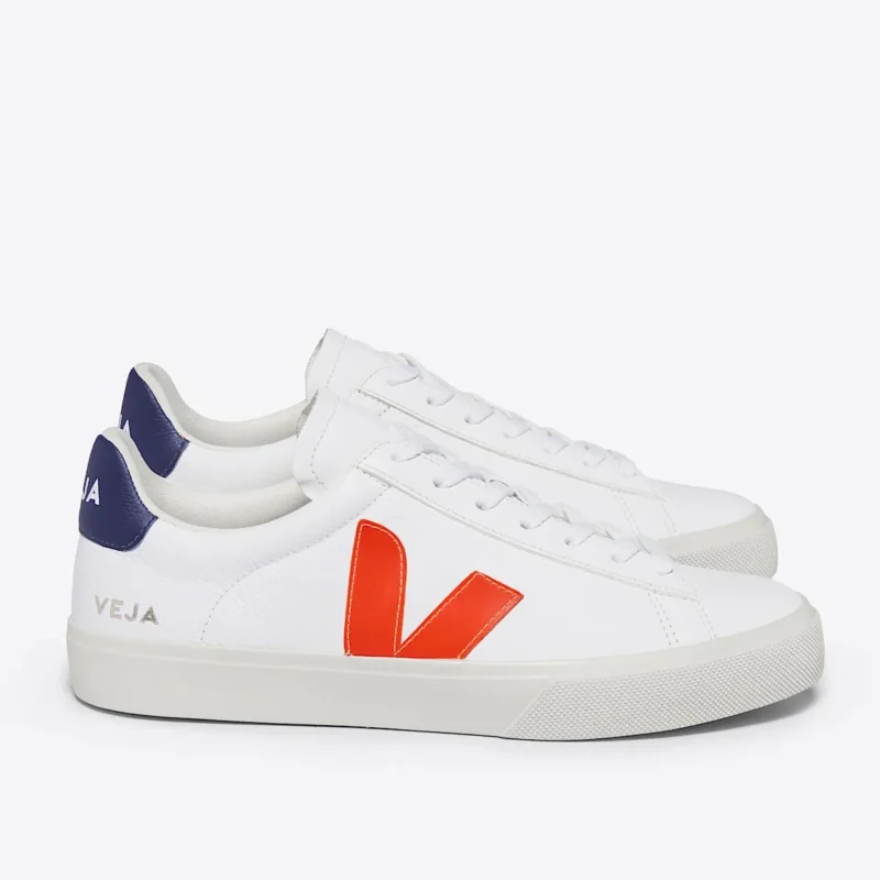 Veja Campo Leather White Orange Fluo