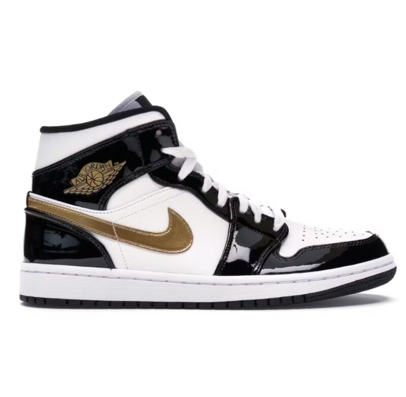 Jordan 1 "Patent black white gold"
